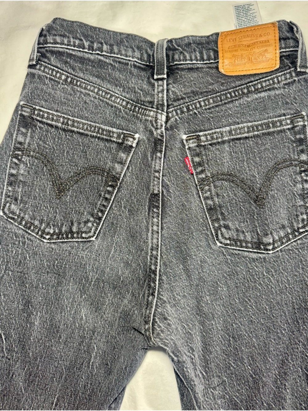 Levis Womens Size 25 Ribcage Straight Ankle Jeans Gray Cotton Blend Denim
